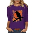 thumbnail image 1 of Raeneomay 3/4 Length Sleeve Womens Tops Women's Independence Day Round Neck T-Shirt Loose Top, 1 of 5