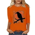 thumbnail image 1 of Raeneomay 3/4 Length Sleeve Womens Tops Women's Independence Day Round Neck T-Shirt Loose Top, 1 of 5