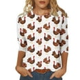 thumbnail image 1 of Raeneomay 3/4 Length Sleeve Womens Tops Womens Shirts 3/4 Sleeve Crewneck Cute Tops Halloween Thanksgiving Funny Ghost Print Trendy Tops Three Quarter Length T Shirt, 1 of 5