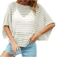 thumbnail image 1 of Raeneomay Batwing Sleeve Tops for Women Casual Loose Solid Color Hollow-Out Short-Sleeved Round Neck Casual Tunic Tops Blouse, 1 of 3