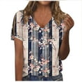 thumbnail image 1 of Raeneomay Button Down Shirts Loose Summer Tops for Women Women Fashion Casual Shirts Short Sleeve Loose Tee Tops V Neck Blouse, 1 of 4