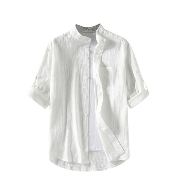 Raeneomay Button Down Shirts for Women Fashion Women's Summer V-Neck Short Sleeve Cotton Linen Solid Casual T-Shirt Blouse