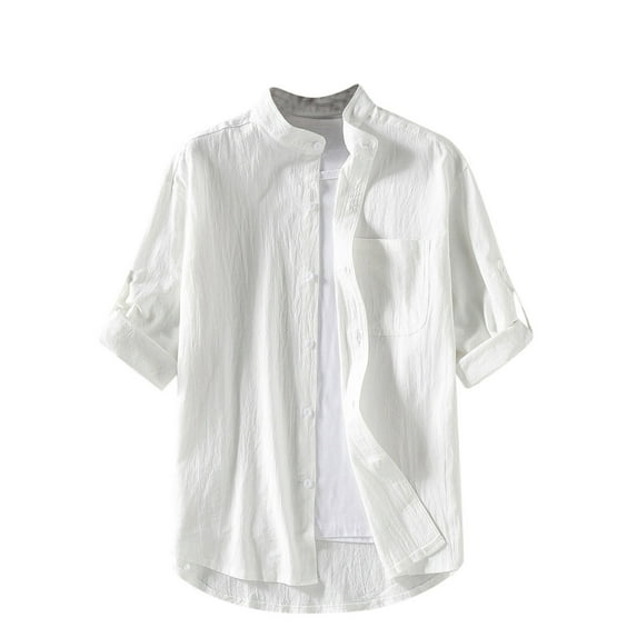 Raeneomay Button Down Shirts for Women Fashion Women's Summer V-Neck Short Sleeve Cotton Linen Solid Casual T-Shirt Blouse