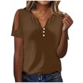 thumbnail image 1 of Raeneomay Button Down Shirts for Women Women's Summer Fashion Solid Color V-Neck Casual Short Sleeved Top Short Sleeved V-Neck Top/Shirt, 1 of 6