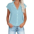 thumbnail image 1 of Raeneomay Button Down Shirts for Women Women's Tops Fashion Solid Button Shirt Female V-Neck Loose T-Shirt Blouse, 1 of 6