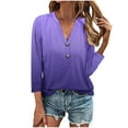 thumbnail image 1 of Raeneomay Button Down Shirts for Women Women's Tops Fashion Solid Button Shirt Female V-Neck Loose T-Shirt Blouse, 1 of 5