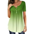 thumbnail image 1 of Raeneomay Button Down Shirts for Women Womens Summer Casual Tops V-Neck Hide Belly Short Sleeve T-Tunic Blouses, 1 of 6