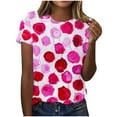 thumbnail image 1 of Raeneomay Casual Plus Size Tunics Tops Women's Casual Letter Print Pullover Short Sleeve T-Shirt Tops Shirt, 1 of 6