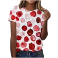 thumbnail image 1 of Raeneomay Casual Plus Size Tunics Tops Women's Casual Letter Print Pullover Short Sleeve T-Shirt Tops Shirt, 1 of 6