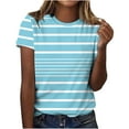 thumbnail image 1 of Raeneomay Casual Plus Size Tunics Tops Women's Casual Letter Print Pullover Short Sleeve T-Shirt Tops Shirt, 1 of 4