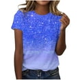 thumbnail image 1 of Raeneomay Casual Tops Oversized T Shirts Women's Casual Sparkling Crystal Printed Round Neck Short Sleeved Top, 1 of 4