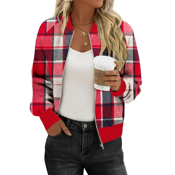 Raeneomay Casual Women's Fashion Print Long Sleeve Pocket ZIpper Tops Sweatshirts Blouse Coat