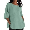 thumbnail image 1 of Raeneomay Half Sleeve Womens Tops Women's Solid Color Crew Neck Shirt Seven-Point Sleeve Casual Top, 1 of 6