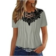 thumbnail image 1 of Raeneomay Lace Tops for Women Plus Size Women Fashion Summer Sexy Fold Printed Regular Women Short Sleeves V Neck Button Top, 1 of 6
