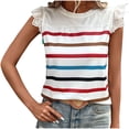 thumbnail image 1 of Raeneomay Lace Tops for Women Women's V-Neck Open Back Lace Sleeveless Casual Short Sleeved Tops, 1 of 6