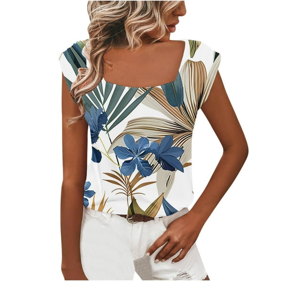 Raeneomay Ladies Graphic Tees Womens Tops Women's Casual Printed Short-Sleeved Neck Tops Blouse