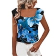 thumbnail image 1 of Raeneomay Ladies Graphic Tees Womens Tops Women's Casual Printed Short-Sleeved Neck Tops Blouse, 1 of 6