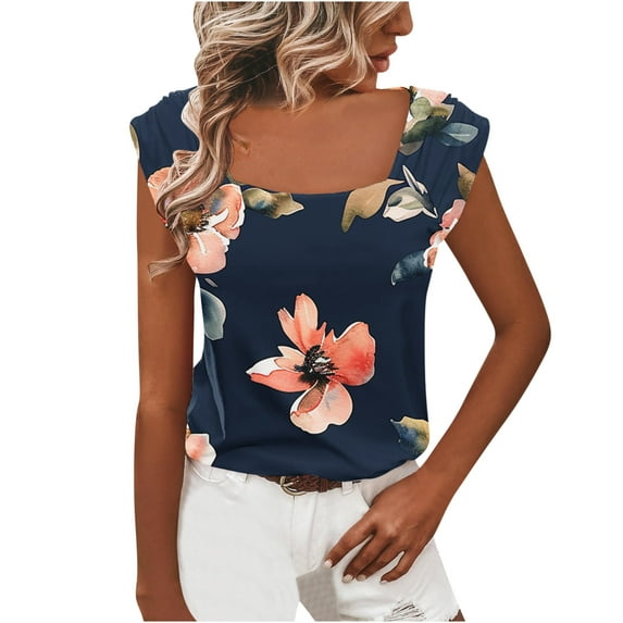Raeneomay Ladies Graphic Tees Womens Tops Women's Casual Printed Short-Sleeved Neck Tops Blouse