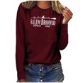 thumbnail image 1 of Raeneomay Long Sleeve Shirts Oversize Women Tops Casual Fashion CrewNeck Pullover Round-Neck Printing T-Shirt, 1 of 4