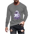 thumbnail image 1 of Raeneomay Long Sleeve Shirts for Men Halloween Printed Top Casual Long Sleeved Round Neck Top/Shirt, 1 of 4