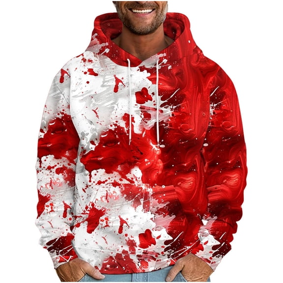 Raeneomay Long Sleeve Shirts for Men Loose Long Sleeve Hooded Printed SweatShirt With Drop Shoulder Sleeves