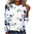 thumbnail image 1 of Raeneomay Long Sleeve Shirts for Women Fashionable Women's Printed Round Neck Pullover Long Sleeved Casual Top, 1 of 4