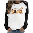 thumbnail image 1 of Raeneomay Long Sleeve Shirts for Women Halloween Printed Colour Matching Round Neck Casual Tee Tops, 1 of 4