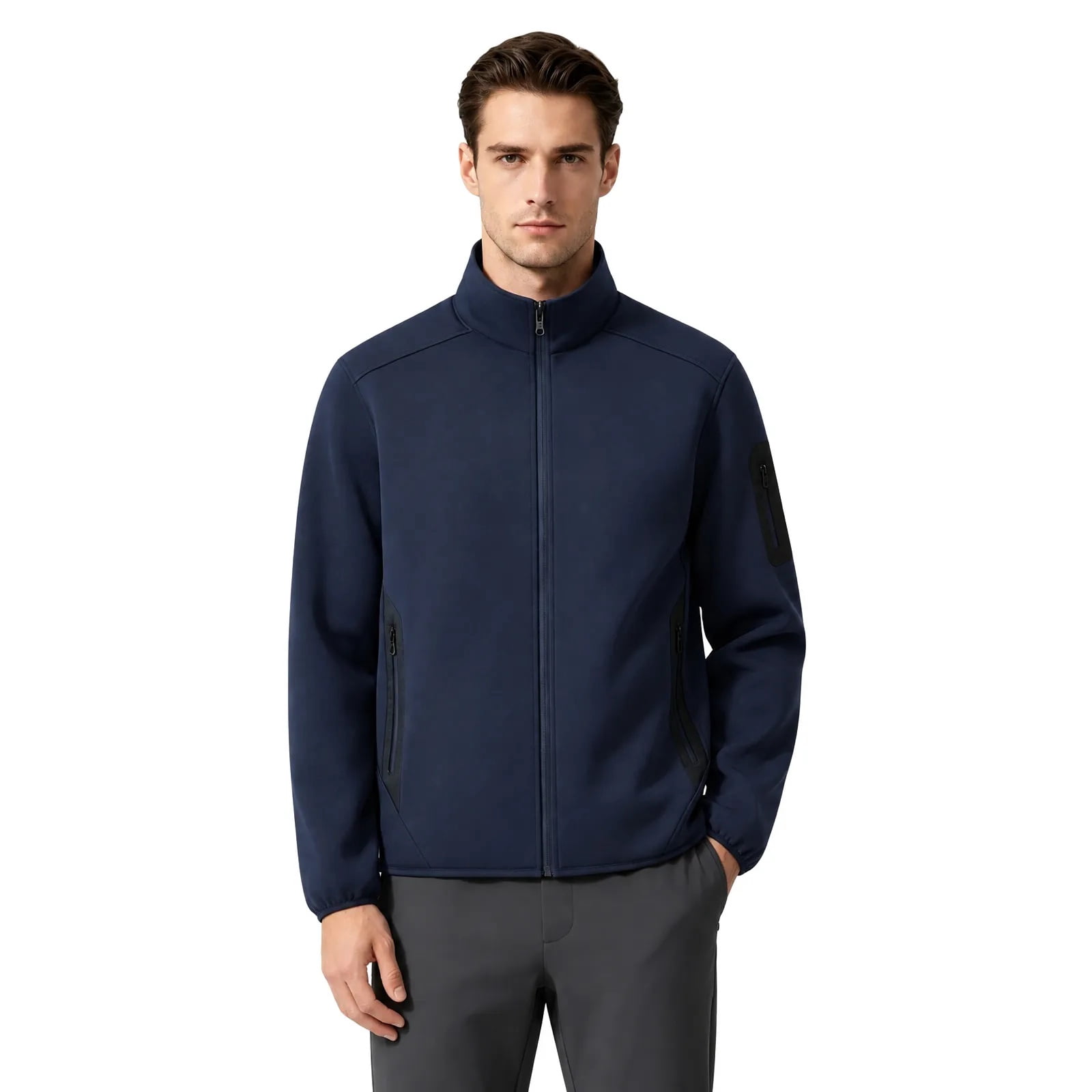 Raeneomay Men's Autumn Winter Warm Zip Up Windproof Long Sleeve Daily ...