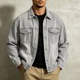 thumbnail image 1 of Raeneomay Men's Denim Jacket - Long Sleeve Collared Multi Pocket Outerwear S-XXL, 1 of 4