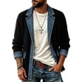 thumbnail image 1 of Raeneomay Men's Denim Knit Cardigan - Button Front Long Sleeve Jacket, 1 of 6