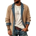 thumbnail image 1 of Raeneomay Men's Denim Knit Cardigan - Button Front Long Sleeve Jacket, 1 of 6