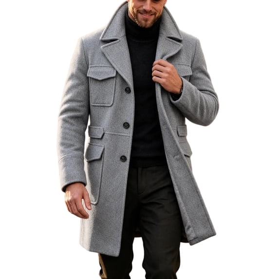 Raeneomay Men's Solid Color Button Down Long Sleeve Lapel Pocket Jacket ...