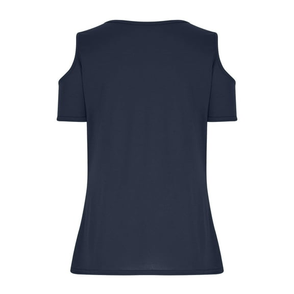 Raeneomay Off Shoulder Tops for Women Women Summer Sexy T-Shirt Cold Shoulder Pullover Blouse V-Neck Short Sleeve Solid Tops
