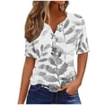 thumbnail image 1 of Raeneomay Oversized T Shirts Casual Tops Women Sexy Plus Size Tops V-Neck Blouse Short Sleeve Blouse Mock Pocket, 1 of 5