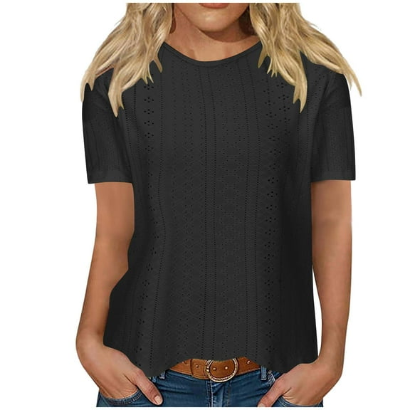 Raeneomay Oversized T Shirts Fashionable Women's Casual Short Sleeved Loose Round Neck Solid Color Top