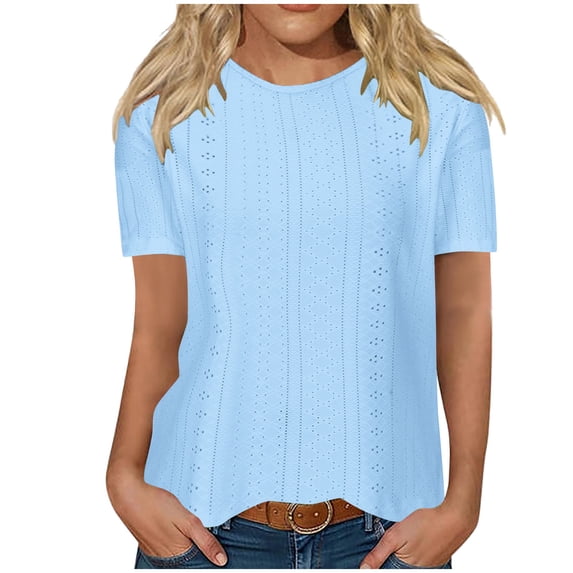 Raeneomay Oversized T Shirts Fashionable Women's Casual Short Sleeved Loose Round Neck Solid Color Top