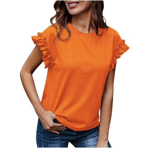 Raeneomay Oversized T Shirts Summer New Ruffle Fashion Sweet and Fresh Versatile Top T-Shirt
