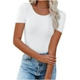 thumbnail image 1 of Raeneomay Oversized T Shirts Tunic Tops Women's Casual Solid Color Short-Sleeved Crew-Neck Top, 1 of 6