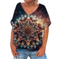 thumbnail image 1 of Raeneomay Oversized T Shirts Women's Casual Retro Style Casual Printed Short Sleeve Blouse V-Sleeve Blouse/Shirt, 1 of 5