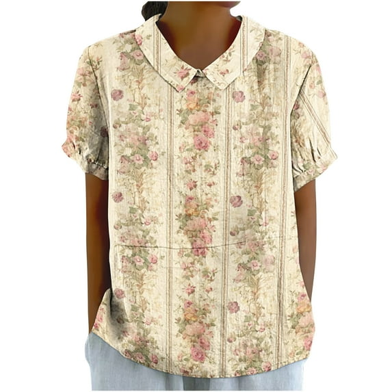 Raeneomay Oversized T Shirts Women's Ladies Fashion Casual Cropped Short Sleeve Printing Cotton Loose Shirt Blouse Top