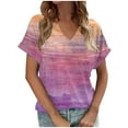 thumbnail image 1 of Raeneomay Oversized T Shirts Women's Tie Gradient Printing Tees Casual Short Sleeve Loose T Shirt Ladies Tops Blouses Shirts, 1 of 5