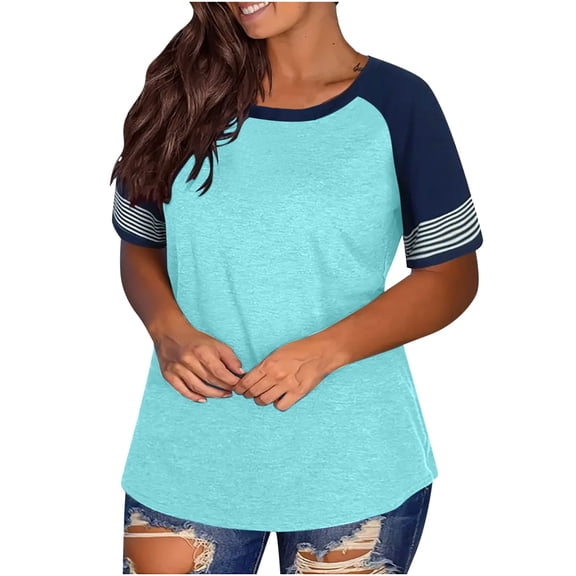 Raeneomay Oversized T Shirts for Women 2024 Women's Spring and Summer New Large-size Loose Round Neck Short-Sleeved Top