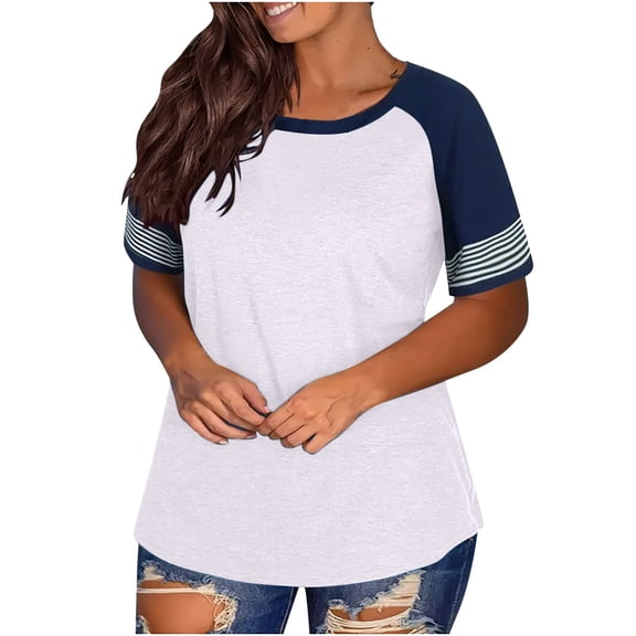 Raeneomay Oversized T Shirts for Women 2024 Women's Spring and Summer New Large-size Loose Round Neck Short-Sleeved Top