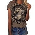 thumbnail image 1 of Raeneomay Oversized T Shirts for Women Casual Retro Style Casual Printed Short Sleeve Blouse V-Sleeve Blouse/Shirt, 1 of 5