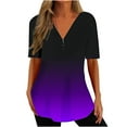 thumbnail image 1 of Raeneomay Oversized T Shirts for Women Casual Tops Women's Fshion Gradient Print Funny Casual Zipper Short Sleeve Tops Blouse, 1 of 5