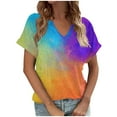 thumbnail image 1 of Raeneomay Oversized T Shirts for Women Casual Tops Women's Tie Gradient Printing Tees Casual Short Sleeve Loose T Shirt Ladies Tops Blouses Shirts, 1 of 5