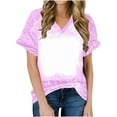 thumbnail image 1 of Raeneomay Oversized T Shirts for Women Casual Tops Women's Tops Women's Fashion Casual Loose Blouse Printing V Neck T-Shirt Blouse Print Tee, 1 of 5