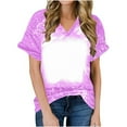 thumbnail image 1 of Raeneomay Oversized T Shirts for Women Casual Tops Women's Tops Women's Fashion Casual Loose Blouse Printing V Neck T-Shirt Blouse Print Tee, 1 of 5