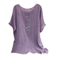 thumbnail image 1 of Raeneomay Oversized T Shirts for Women Fashion Print Tees Casual Crew Neck Raglan Short Sleeve Loose T Shirt Cotton Linen Tops Blouses, 1 of 5