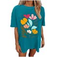 thumbnail image 1 of Raeneomay Oversized T Shirts for Women Fashion Summer Round Neck Drop Sleeves Leisure Short Sleeve Printing Tops, 1 of 6